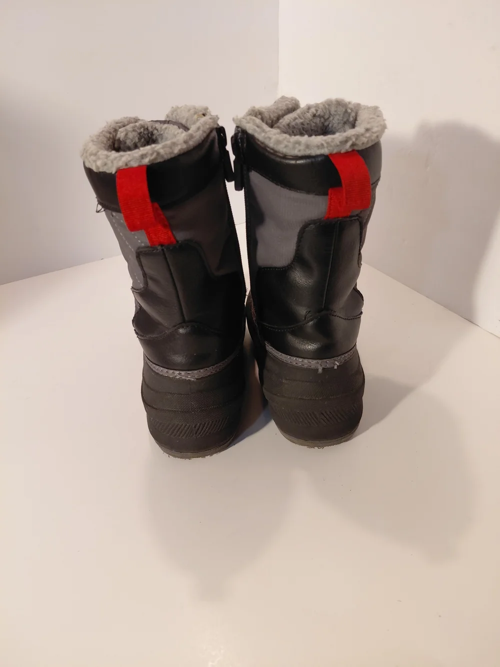 Kids Grey Winter Snow Boots with Sherpa Lining